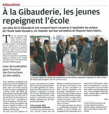 Nouvelle Republique jeunesse gibauderie travaux